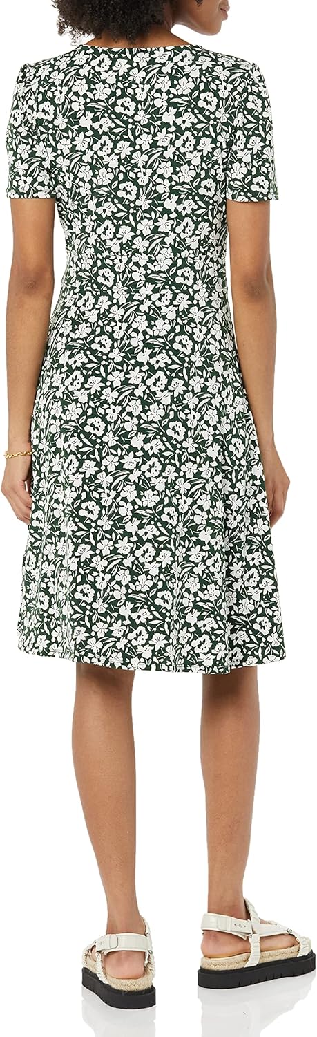Sophie haljina za žene s cvjetnim uzorkom – haljina od jerseya s V-izrezom, kratkim rukavima, elegantnog kroja fit & flare
