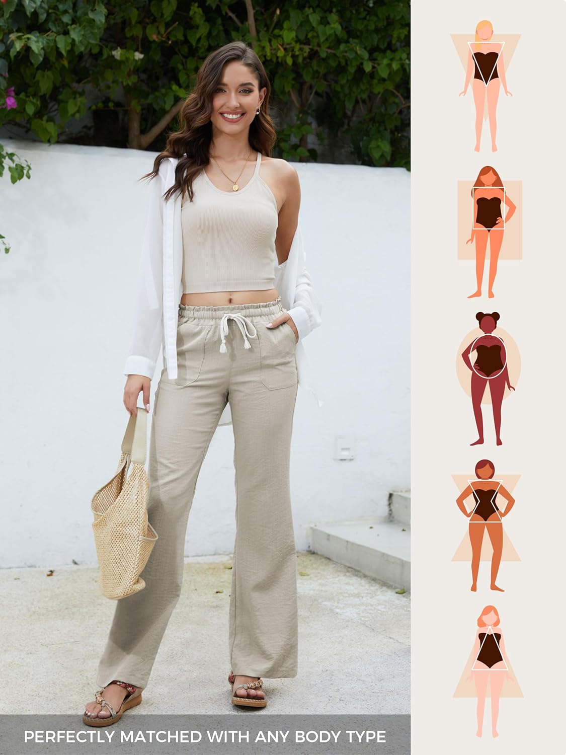Calças Sassy Mulher Alta – Palazzo Lin Long Tamanhos 30-36 & Bolsos