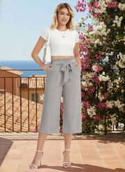 Juliette Damenhose 7/8 – Weite, fließende Hose mit elastischem Bund und Gürtel