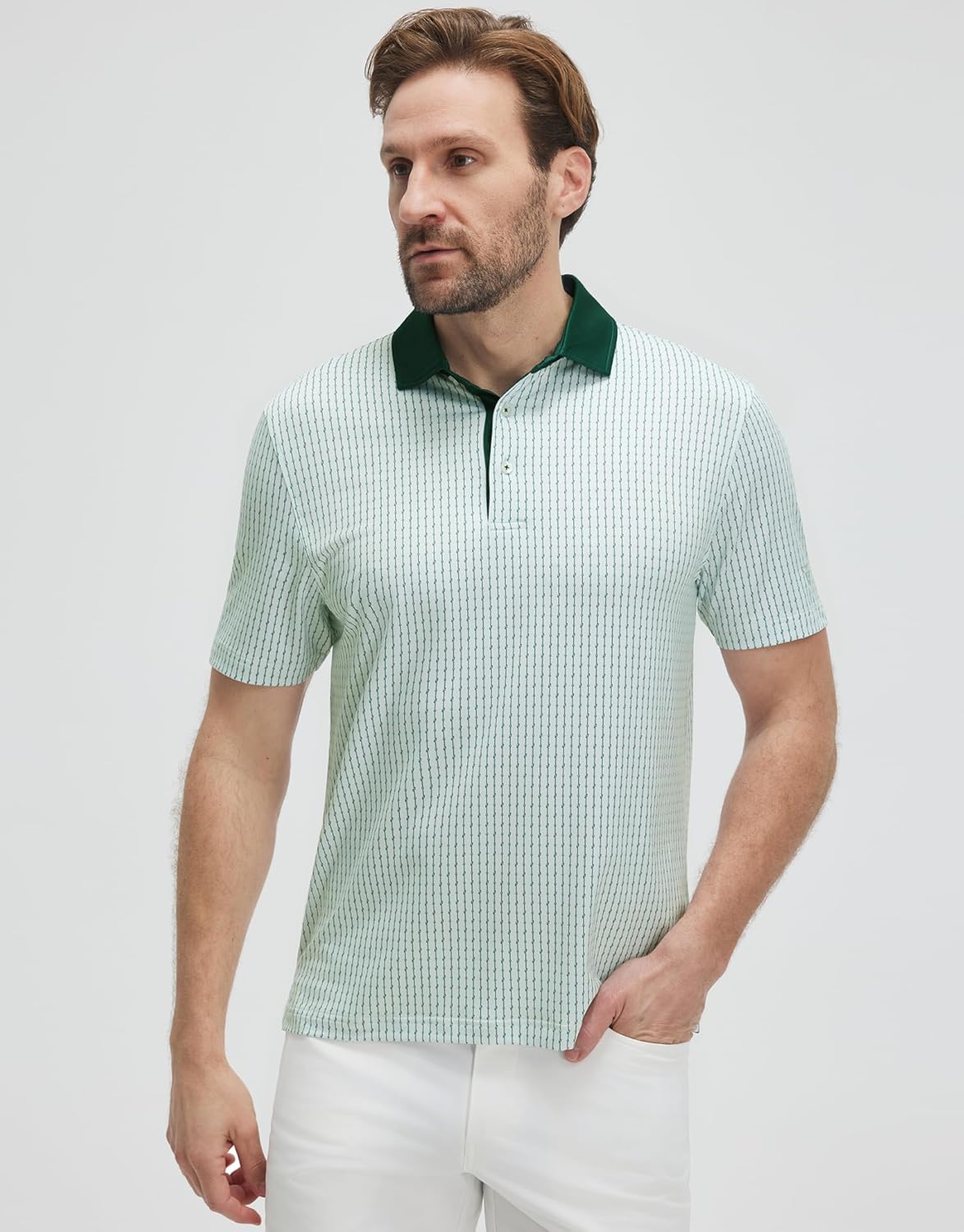Victor Polo Uomo – Polo da Golf Stampata, Traspirante UPF30+ e Asciugatura Rapida