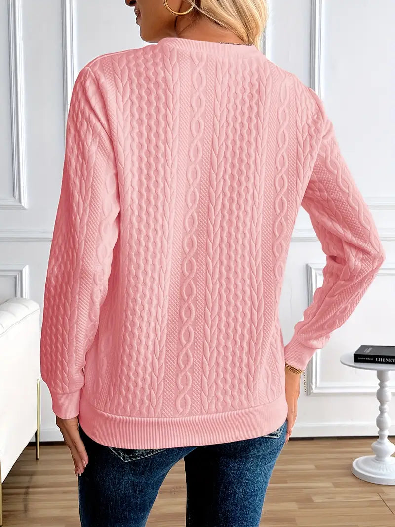 Margaux Sweat Damski Zima – Wygodny Sweter na Zamek z Dzianiny z Eleganckim Wzorem