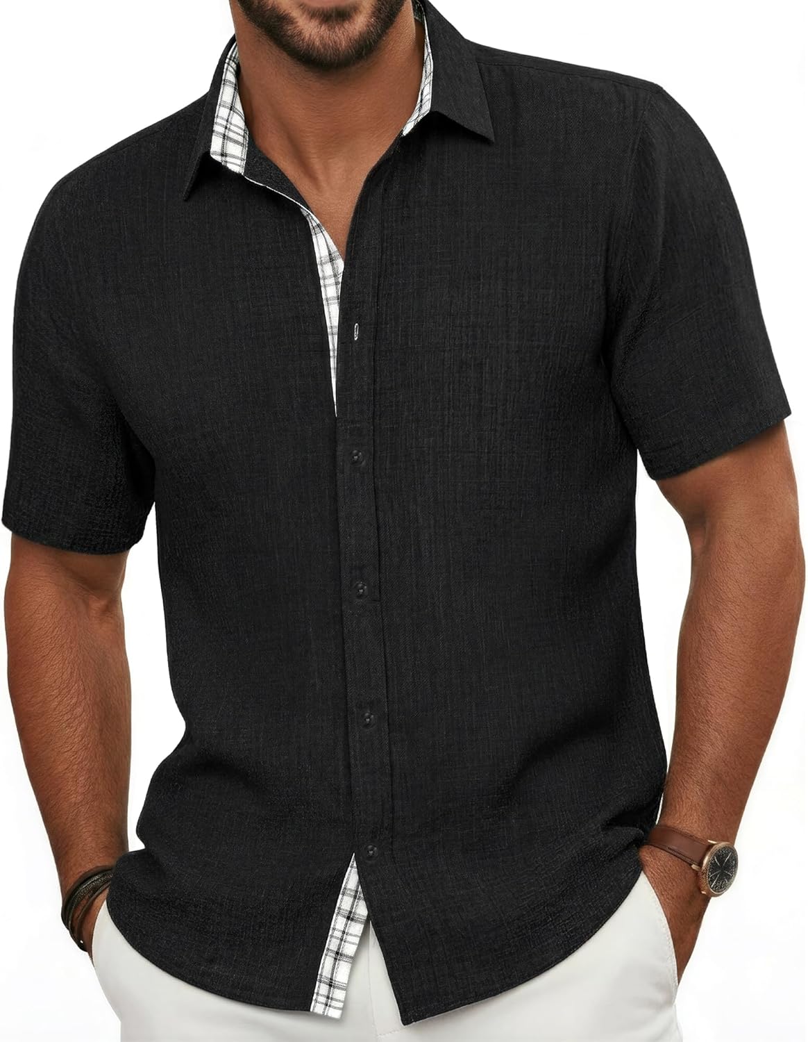 Alexandre Camicia Uomo – Camicia Estiva Elasticizzata, Traspirante & Stile Casual Chic