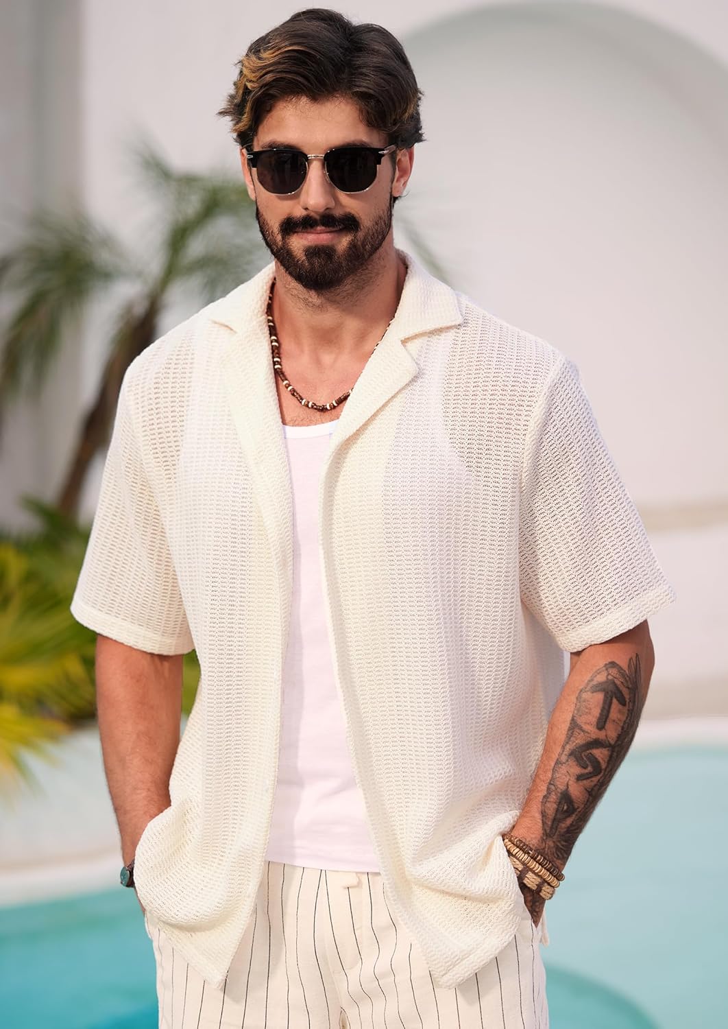 Herbert Hemd Häkel Herren – Hemd Lochstrick Kubanischer Stil Sommer