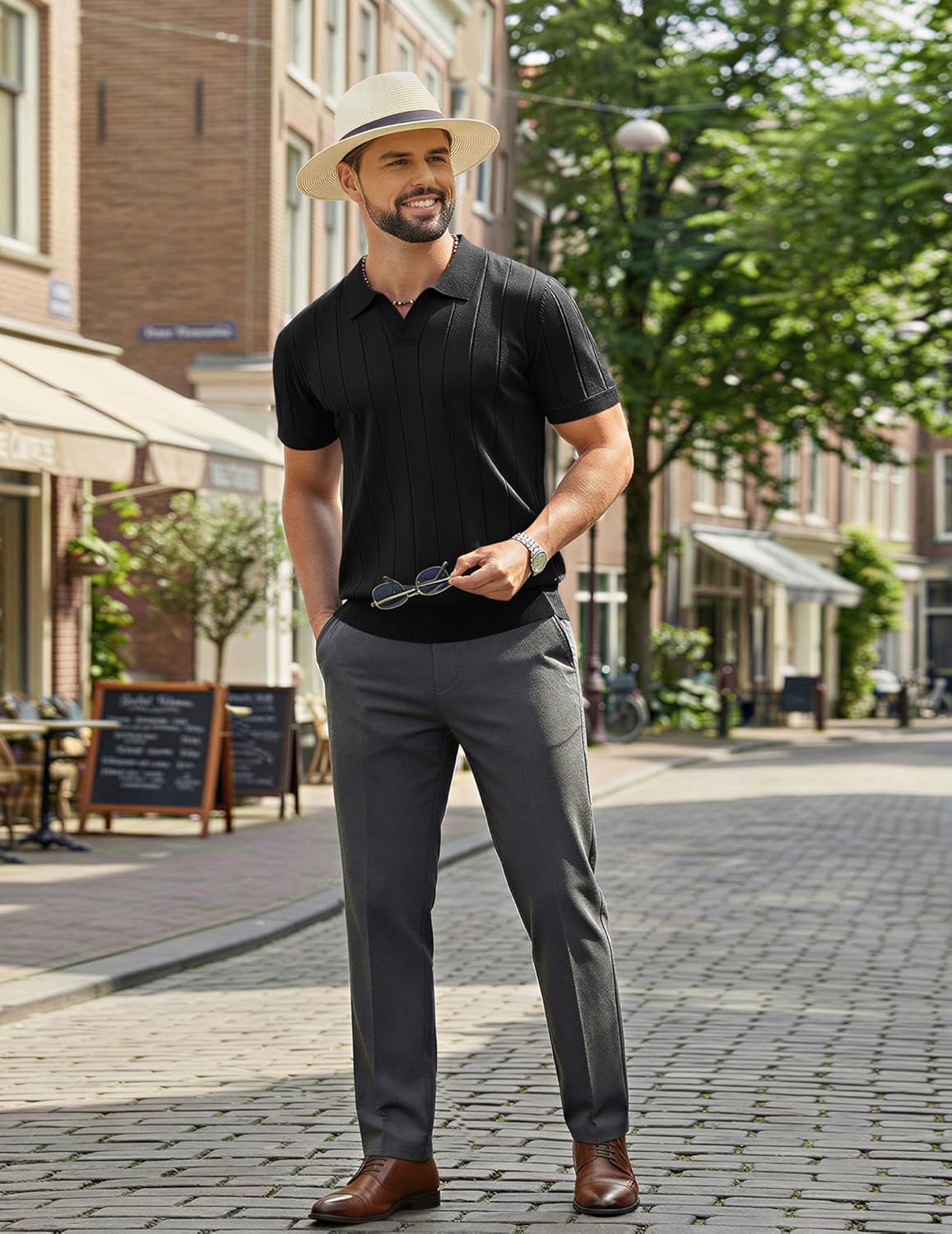 Arthur Polo Heren – V-hals Gebreide Polo, Elegant Old Money Stijl & Lichtgewicht