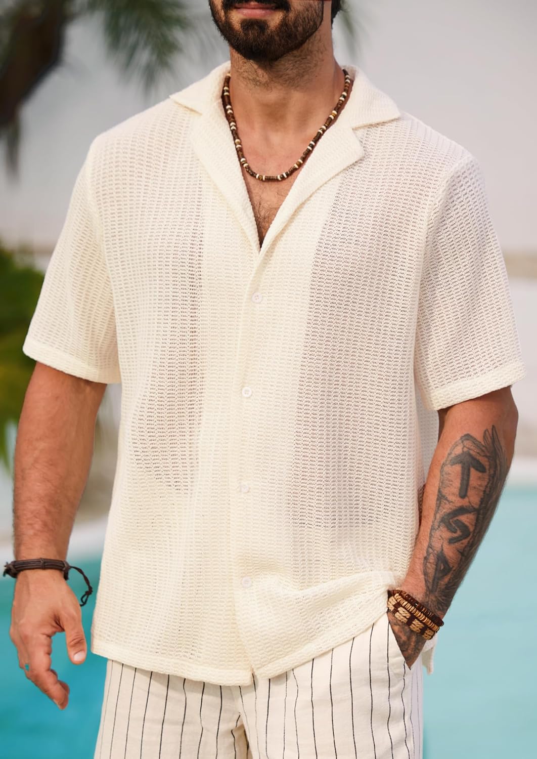 Herbert Hemd Häkel Herren – Hemd Lochstrick Kubanischer Stil Sommer