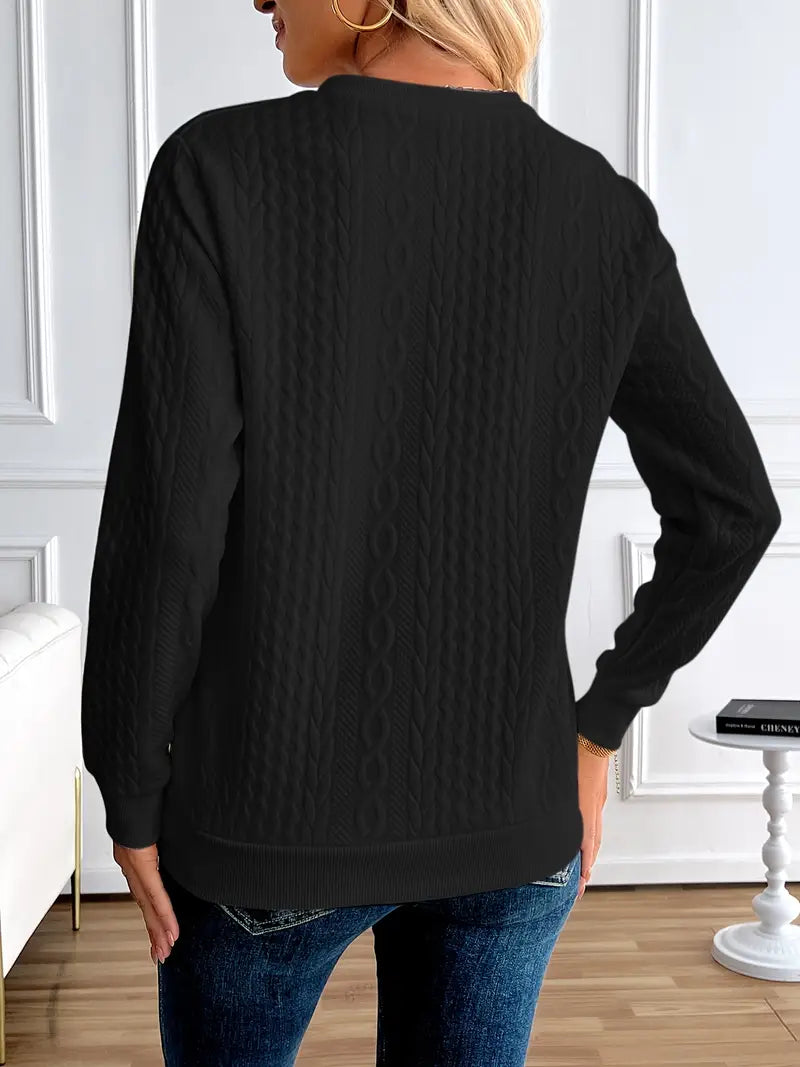 Margaux Sweat Damski Zima – Wygodny Sweter na Zamek z Dzianiny z Eleganckim Wzorem