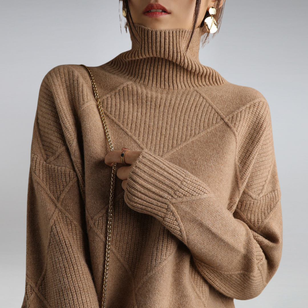Haley Women's Sweater – Soft Warm & Elegant Turtleneck Sweater for Autumn and Winter