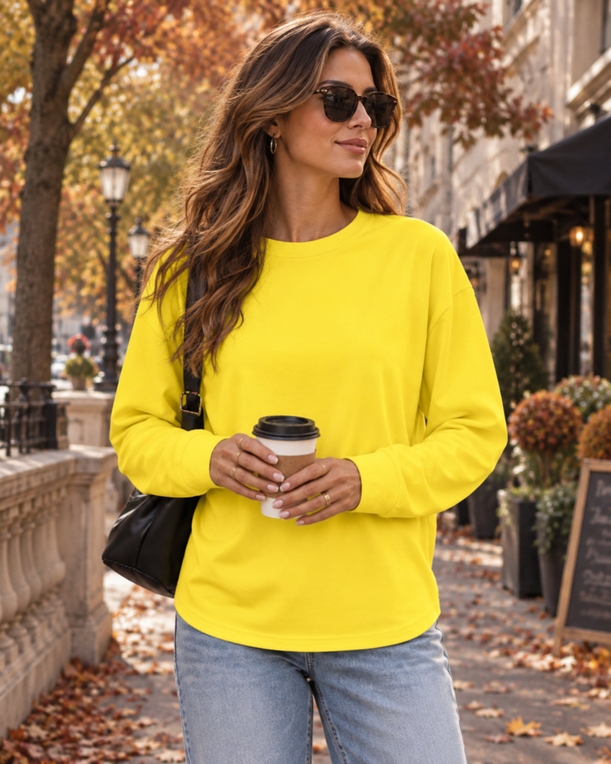 Top oversize da donna Rowena – Maniche lunghe, collo rotondo e taglio comodo