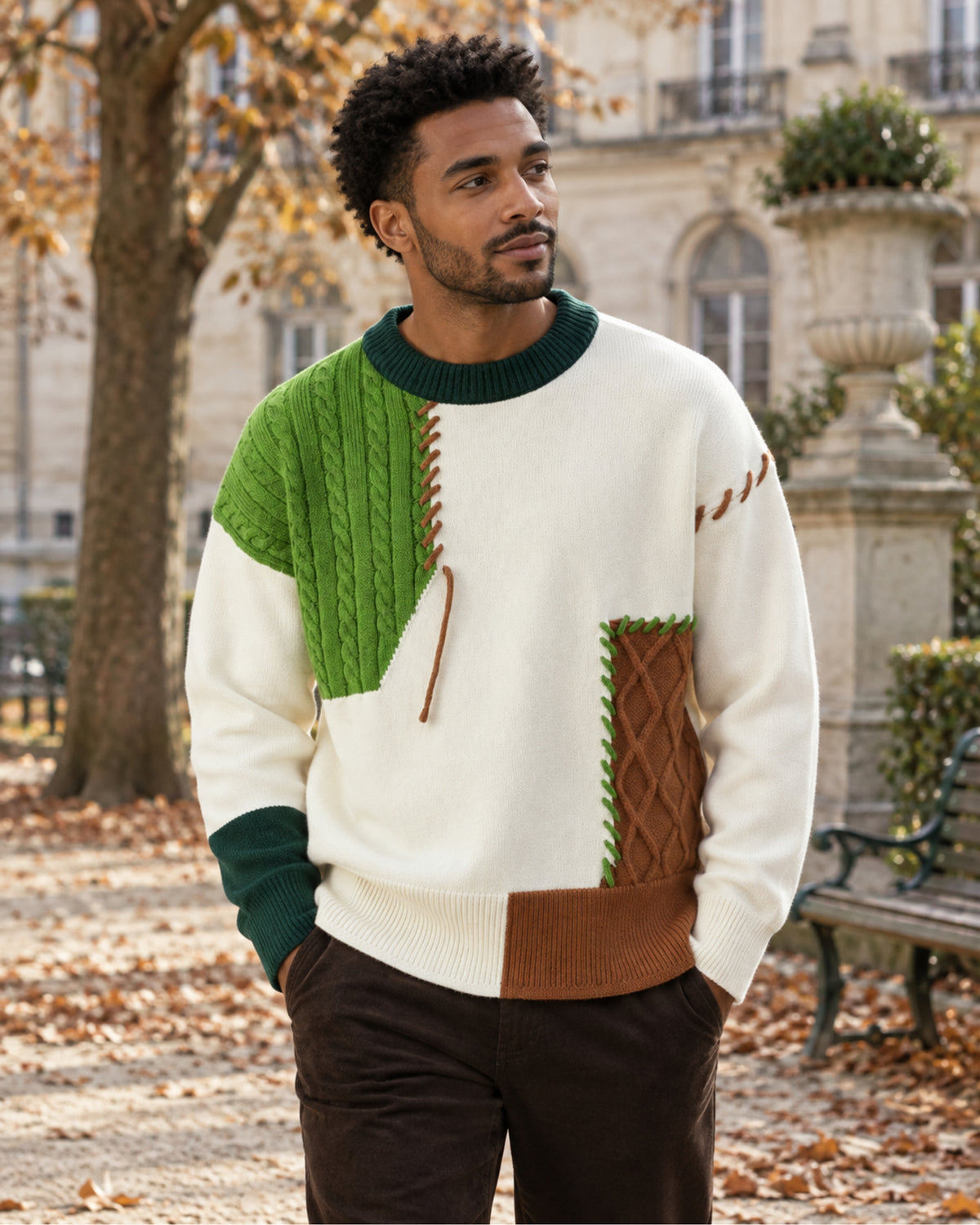 Dave Pull Patchwork Męski – Unikalny Design, Ciepły Komfort i Nowoczesny Styl na Zimę