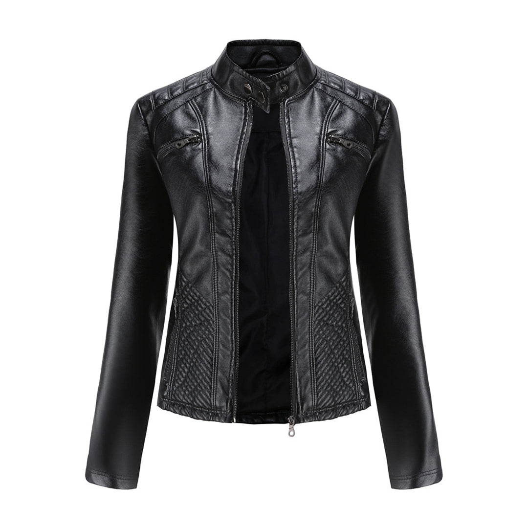 Andrijana Damen Jacke – Elegante, weiche Lederjacke mit asymmetrischem Verschluss