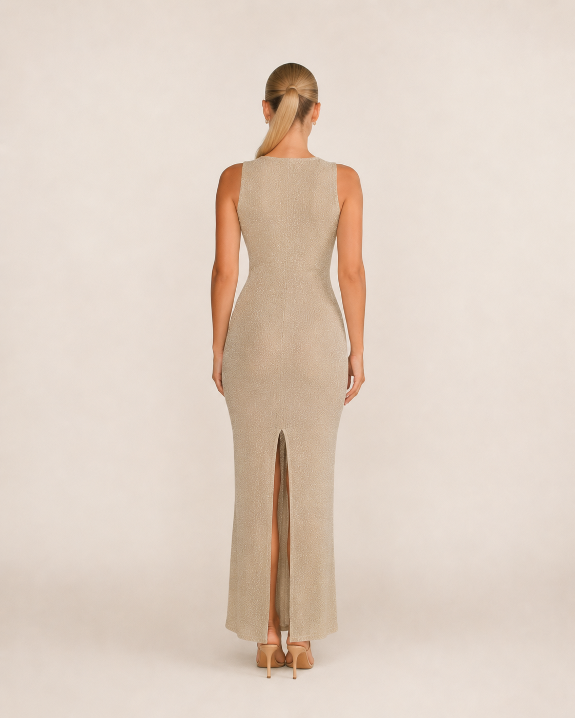 Séraphine Women’s Maxi Dress – Elegant Satin Backless Evening Dress with Cutouts