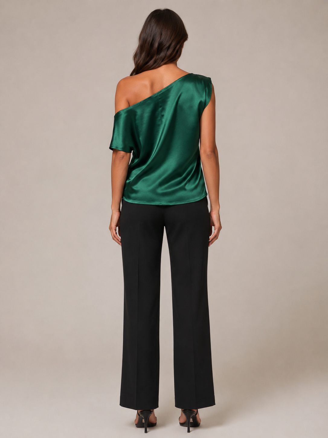 Top Apolline para mujer – blusa entallada de cuello asimétrico, tejido fluido, elegante y moderno