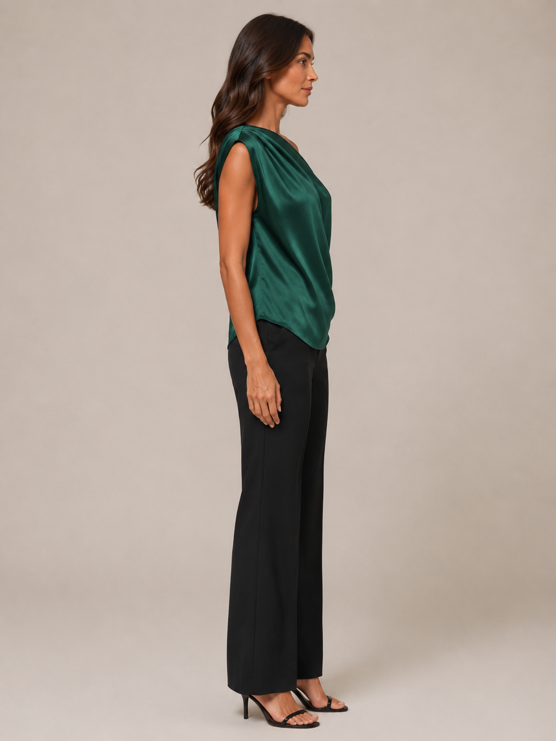 Top Apolline para mujer – blusa entallada de cuello asimétrico, tejido fluido, elegante y moderno