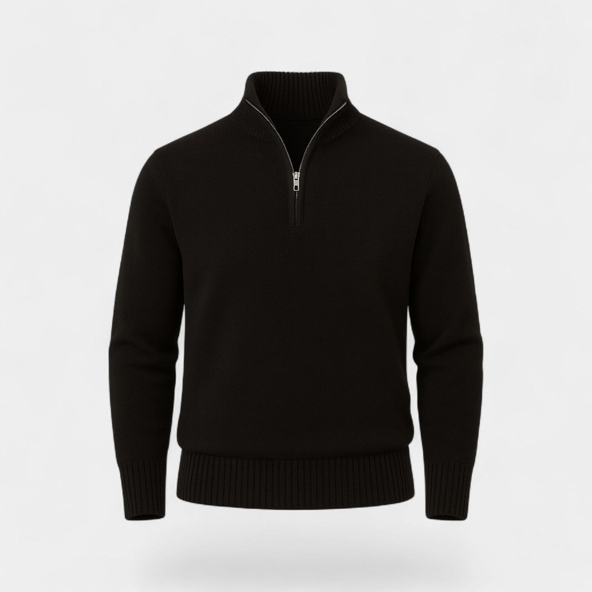 Archer Pull Hombre Cuello Cuadrado con Cremallera – Algodón Mezclado Grueso, Cuello Alto, Estilo Elegante Invierno