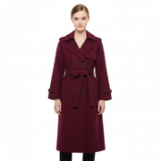 Victoria Oversized Coat for Women – Burgundy Mixed Wool Coat Elegant Cut