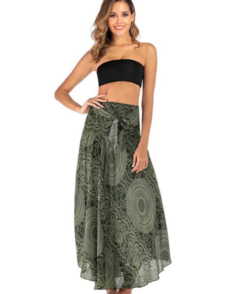 Sienna Maxi Bohème -mekko naisille – pitkä 2-in-1-mekko joustavalla vyötäröllä ja halterneck-kauluksella