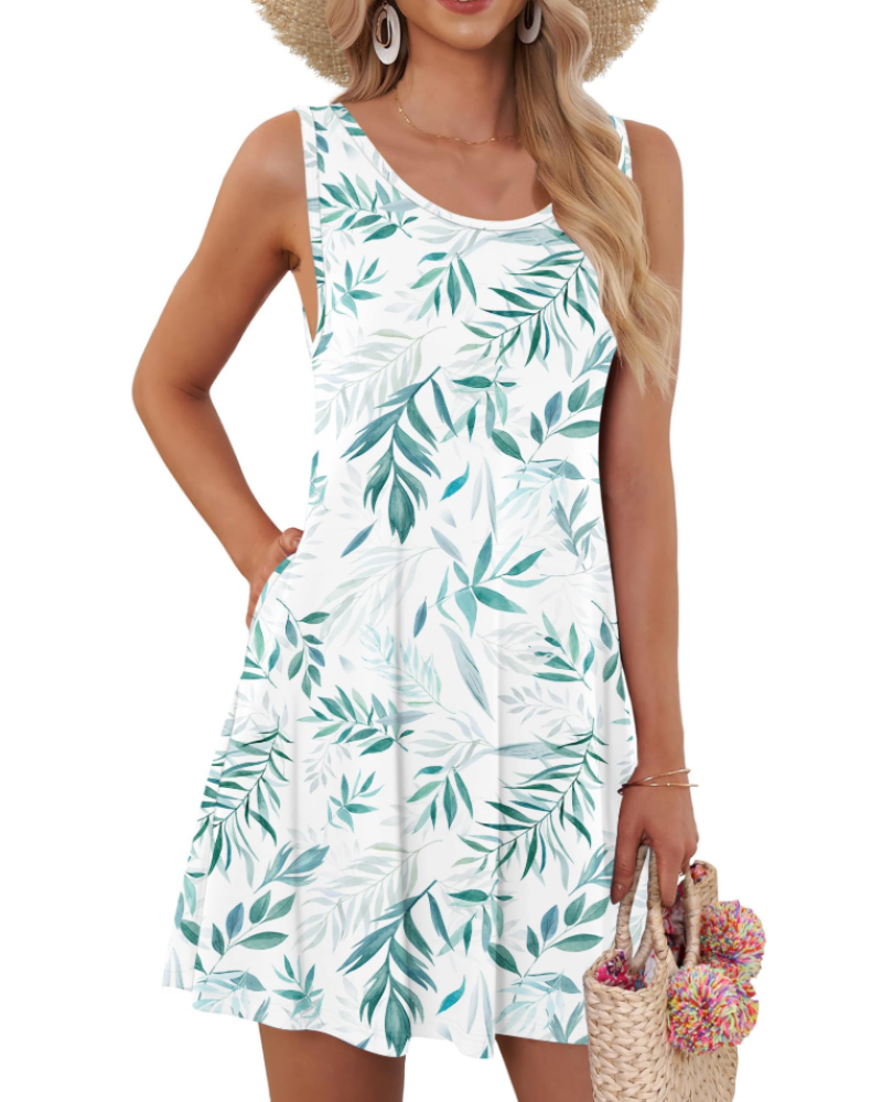 Vestido de Alças Floral Avery para Mulher – Vestido Curto Sem Mangas com Bolsos