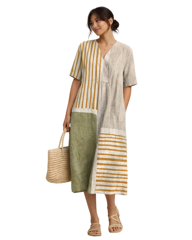 Odette Women's Cotton Dress – Elegant Flowing Fit & Lightweight Breathable Fabric
