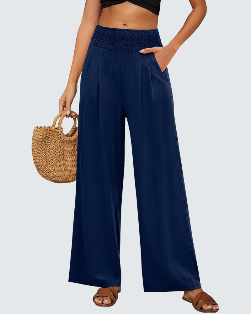 Élise Damen Leinenhose – Weite Hose mit hoher Taille und bequemen Taschen