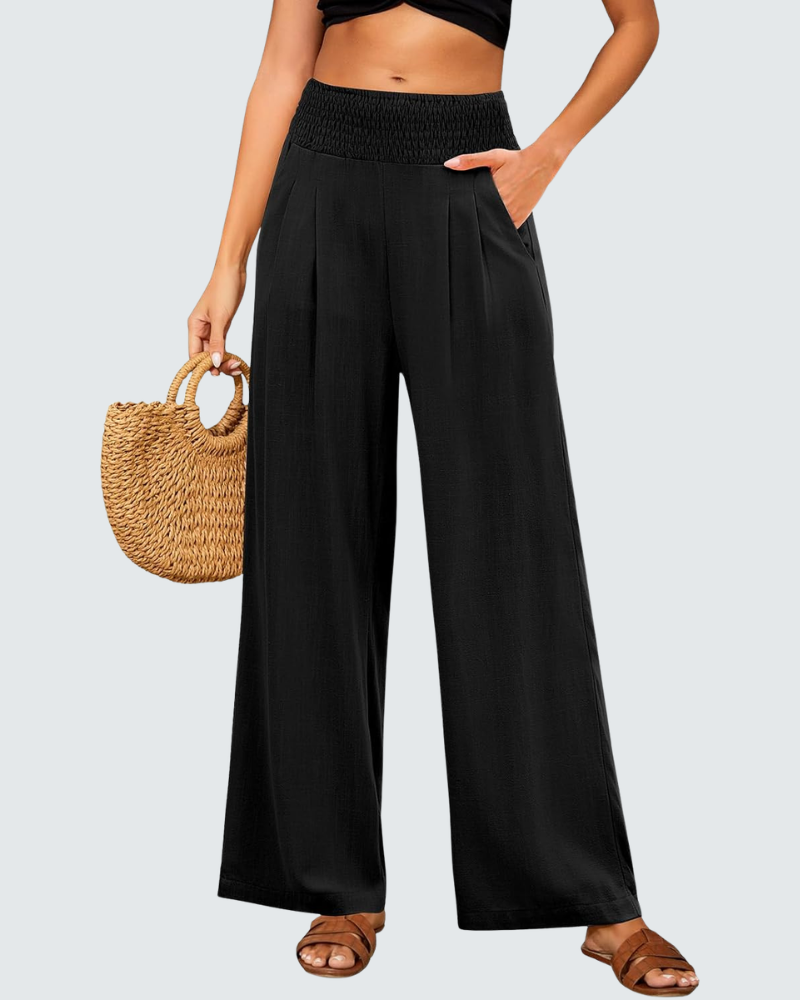 Élise Damen Leinenhose – Weite Hose mit hoher Taille und bequemen Taschen