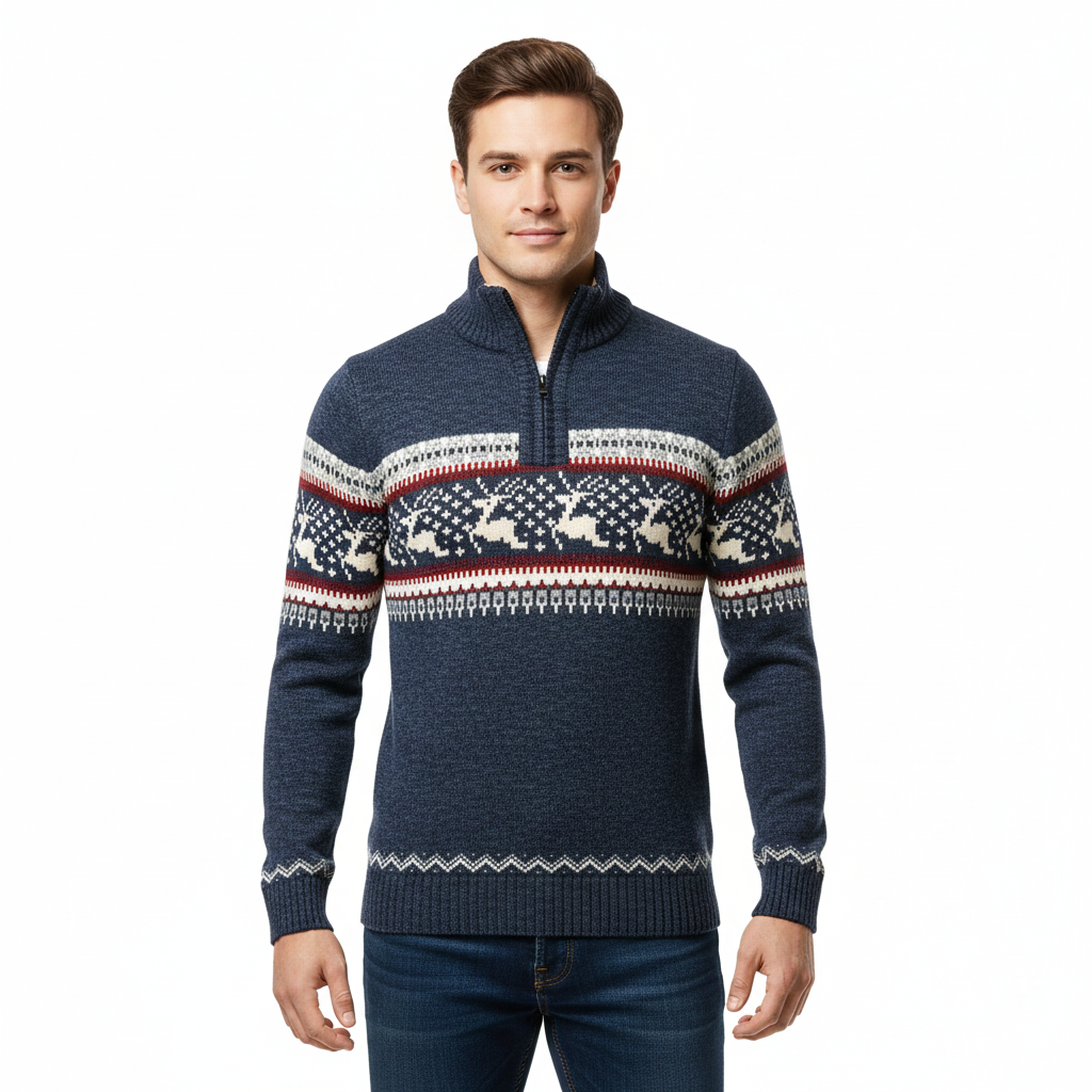 Orly Suéter de Navidad para Hombre – Tejido Caliente con Motivos Festivos y Corte Cómodo