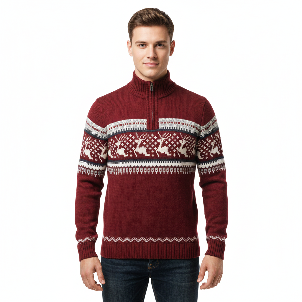 Orly Suéter de Navidad para Hombre – Tejido Caliente con Motivos Festivos y Corte Cómodo
