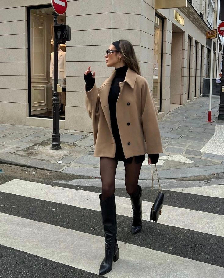 Amélie Palton Femei Oversize – Palton elegant din lână moale și la modă pentru iarnă