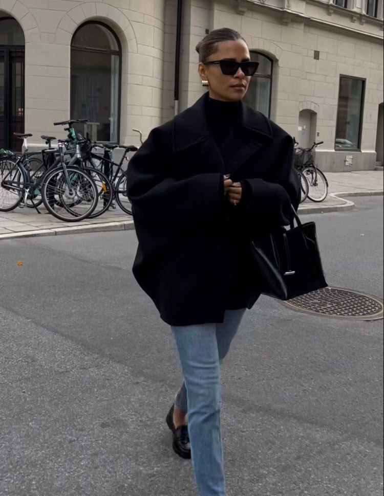 Amélie Dame Frakke Oversize – Elegant Frakke i Blødt & Trendy Uld til Vinter