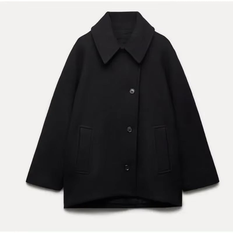 Amélie Dame Frakke Oversize – Elegant Frakke i Blødt & Trendy Uld til Vinter