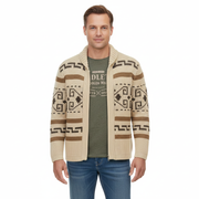 Josh Men's Jacquard Western Cardigan – Thick Knit, Zip & Vintage Outdoor Style