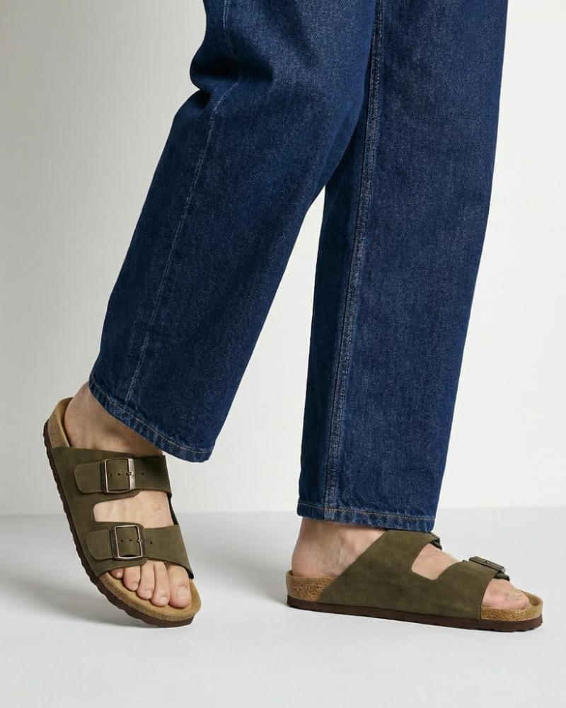 Knoah Herren-Sandalen – Komfortable Slides mit Korksohle & doppelter verstellbarer Schnalle
