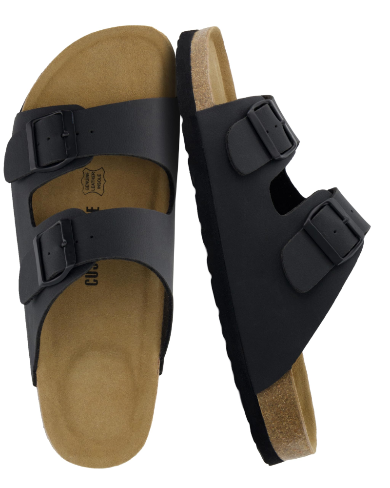 Knoah Herren-Sandalen – Komfortable Slides mit Korksohle & doppelter verstellbarer Schnalle