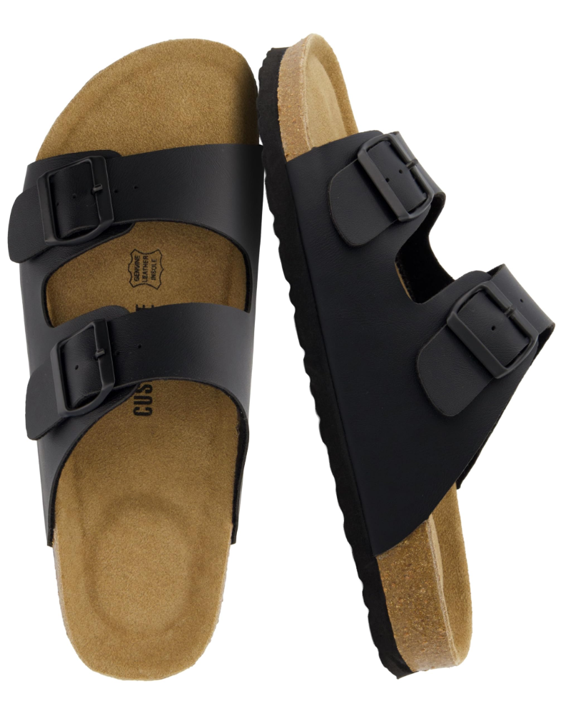 Knoah Herren-Sandalen – Komfortable Slides mit Korksohle & doppelter verstellbarer Schnalle