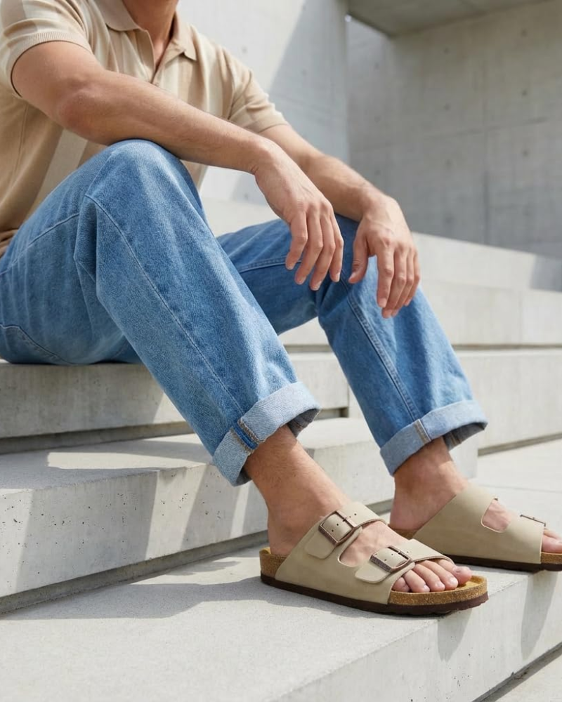 Knoah Herren-Sandalen – Komfortable Slides mit Korksohle & doppelter verstellbarer Schnalle