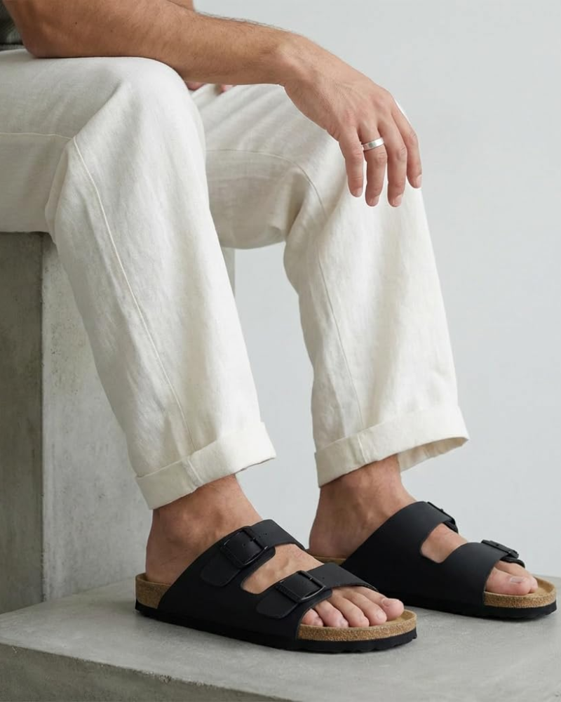 Knoah Herren-Sandalen – Komfortable Slides mit Korksohle & doppelter verstellbarer Schnalle