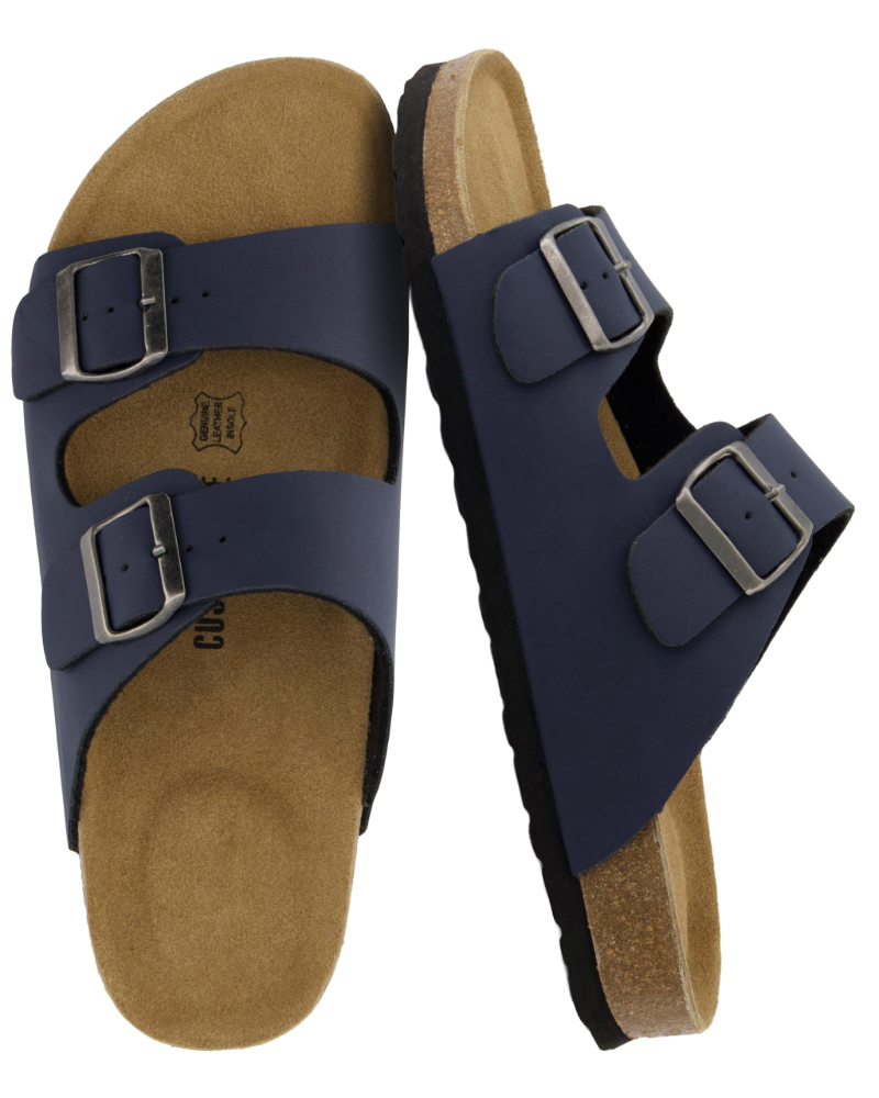 Knoah Herren-Sandalen – Komfortable Slides mit Korksohle & doppelter verstellbarer Schnalle