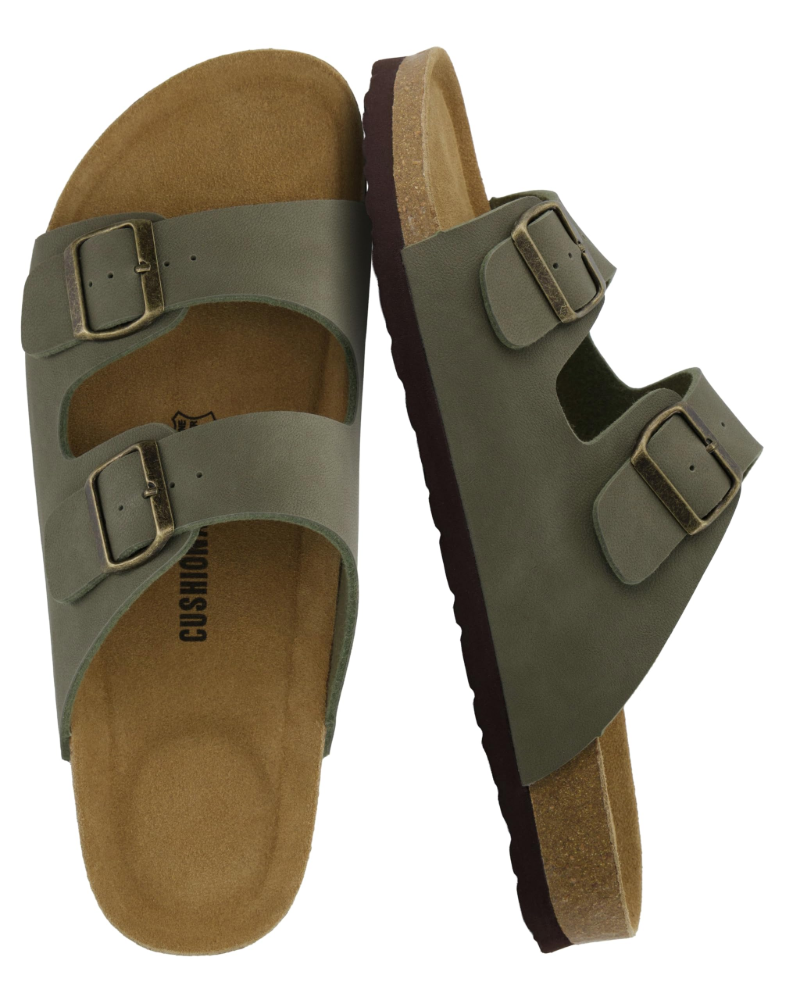 Knoah Herren-Sandalen – Komfortable Slides mit Korksohle & doppelter verstellbarer Schnalle