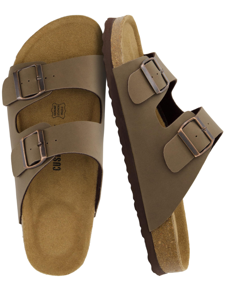 Knoah Herren-Sandalen – Komfortable Slides mit Korksohle & doppelter verstellbarer Schnalle