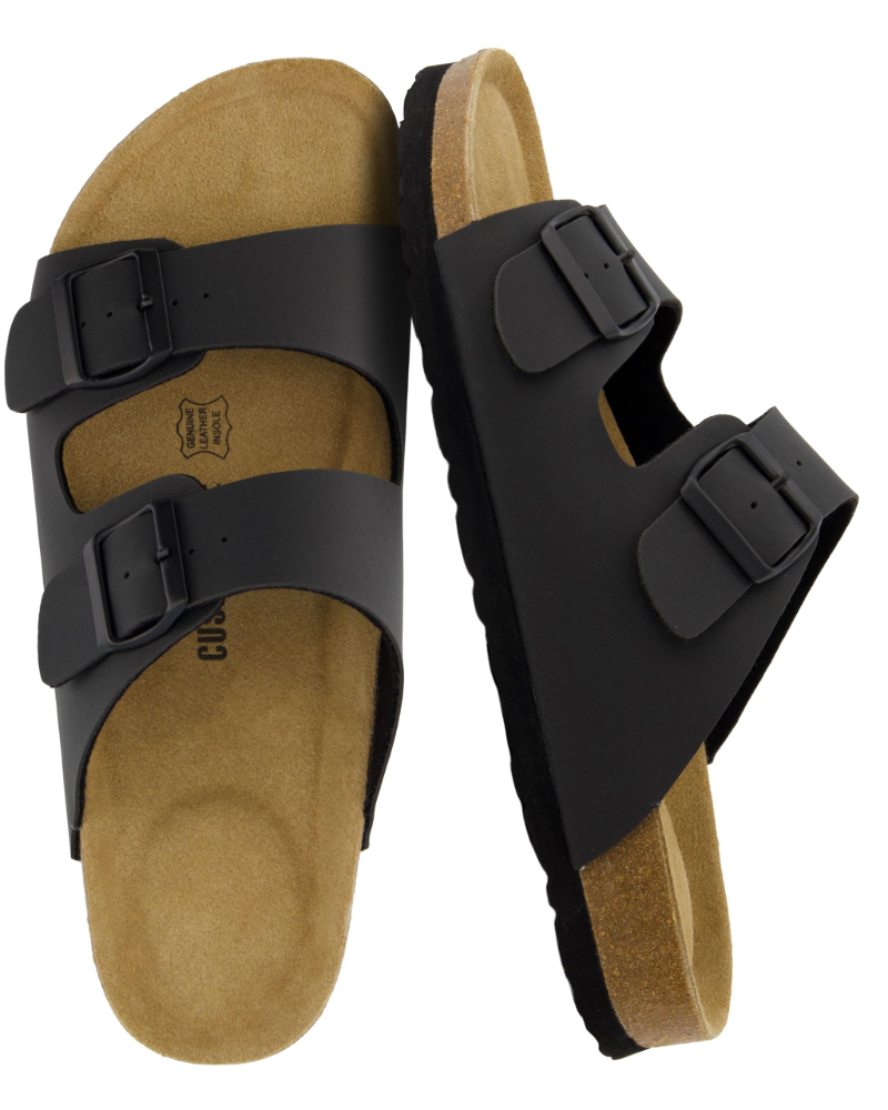Knoah Herren-Sandalen – Komfortable Slides mit Korksohle & doppelter verstellbarer Schnalle