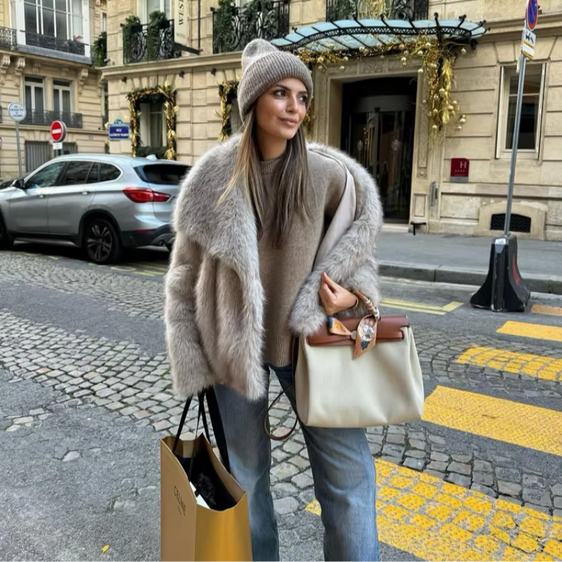 Liliana Manteau Luxe Femme – Faux Fur Coat Ultra-Doux au Style Élégant pour l’Hiver
