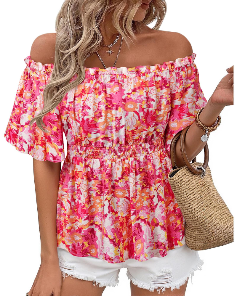 Lenora Top Femme – Bluza s otvorenim ramenima i volanima, elegantnog uskog kroja za ljeto