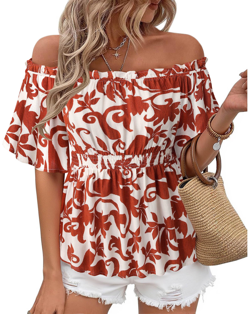 Lenora Top Femme – Bluza s otvorenim ramenima i volanima, elegantnog uskog kroja za ljeto