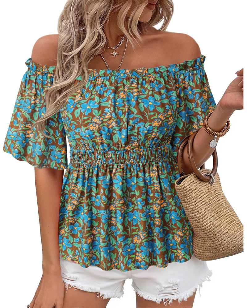 Lenora Top Femme – Bluza s otvorenim ramenima i volanima, elegantnog uskog kroja za ljeto