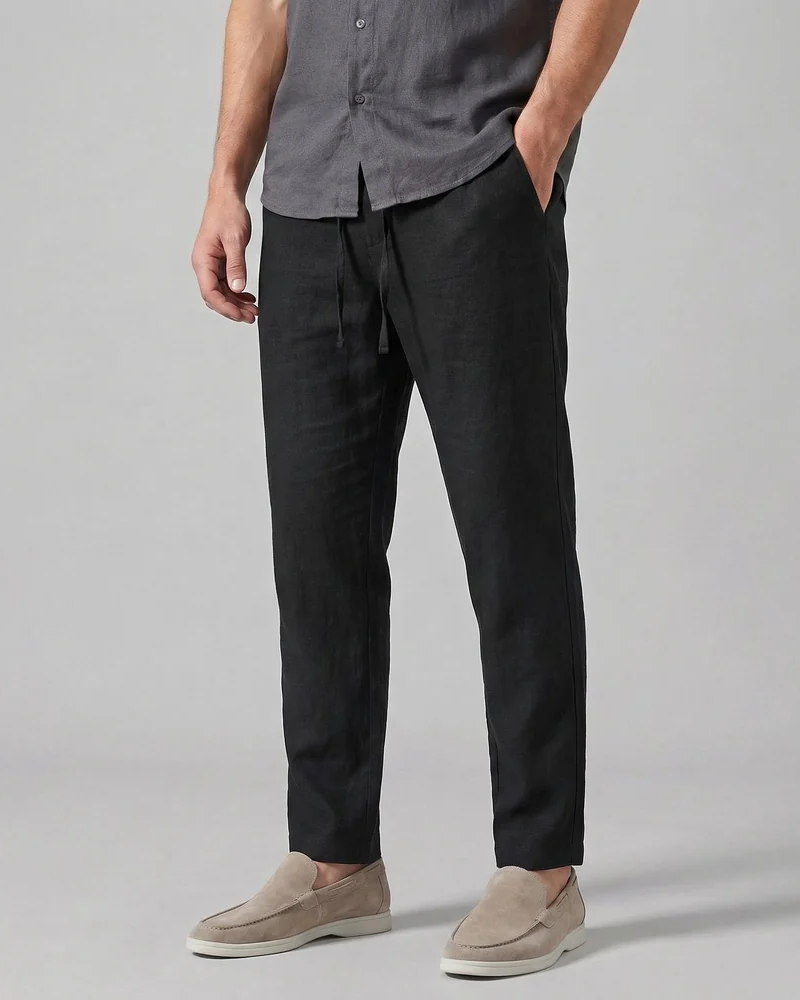 Landon Herenbroek – Lichtgewicht, Ademend, Wijde Broek met Vloeiende Snit, Casual Elegante Stijl