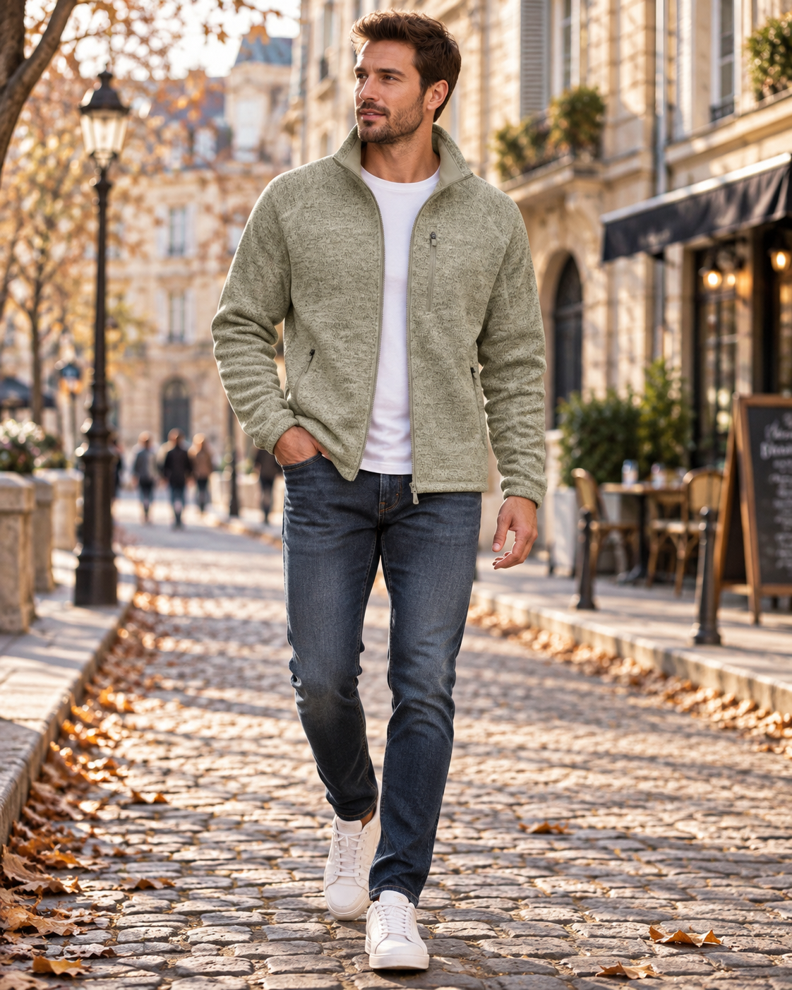 Gideon ανδρικό fleece μπουφάν – ψηλός γιακάς, κλείσιμο με φερμουάρ και τσέπες με φερμουάρ