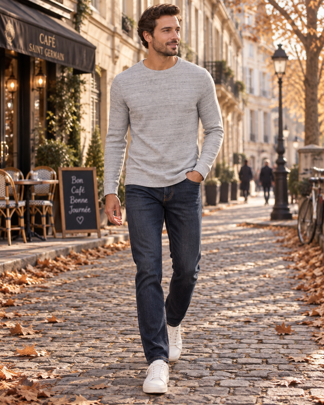 William Haut Thermique Homme – Maille Gaufrée Légère, Col Rond & Manches Longues