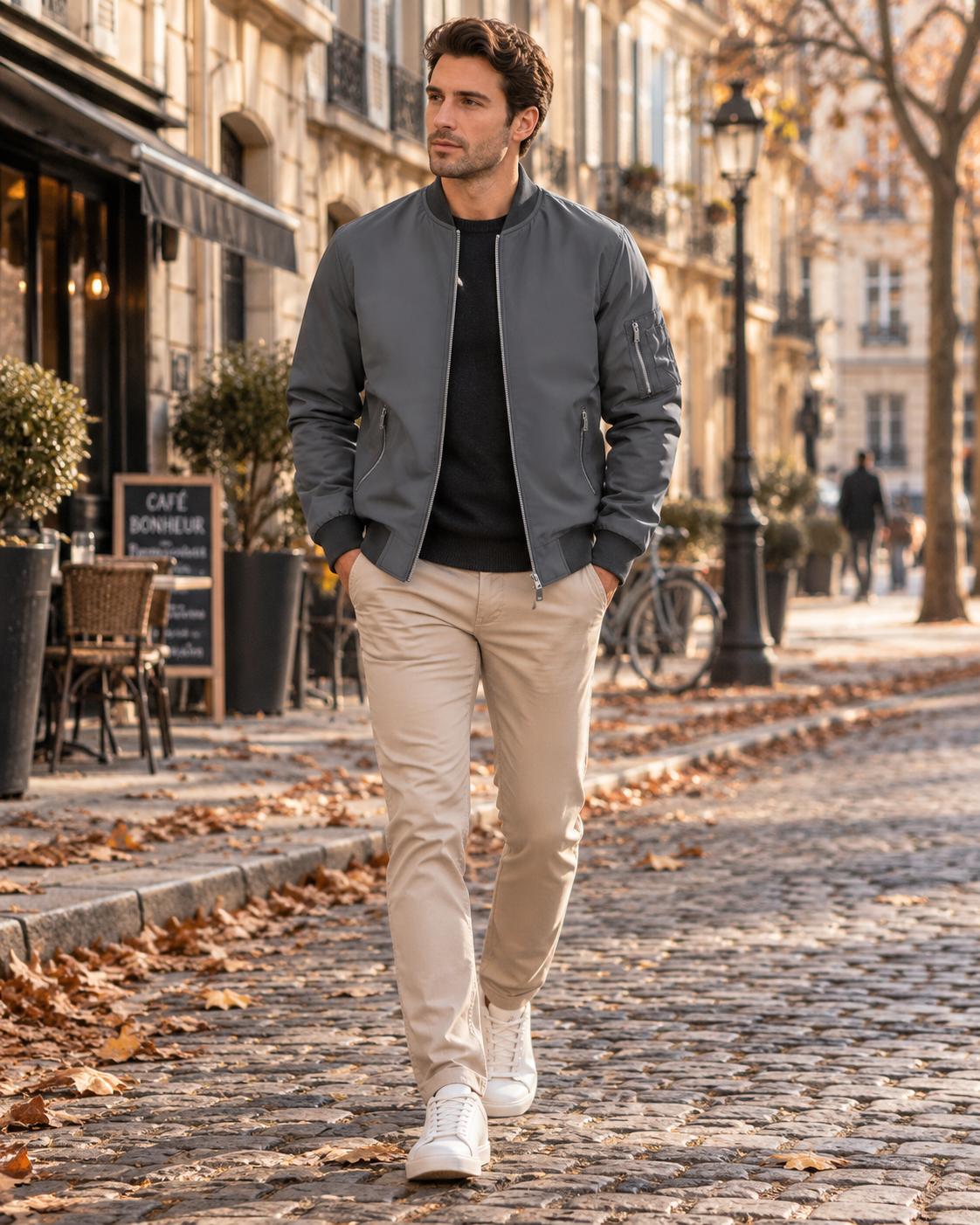 Colin Lightweight Men's Bomber Jacket – Zip-Up Windbreaker, Stand Collar & Multiple Pockets