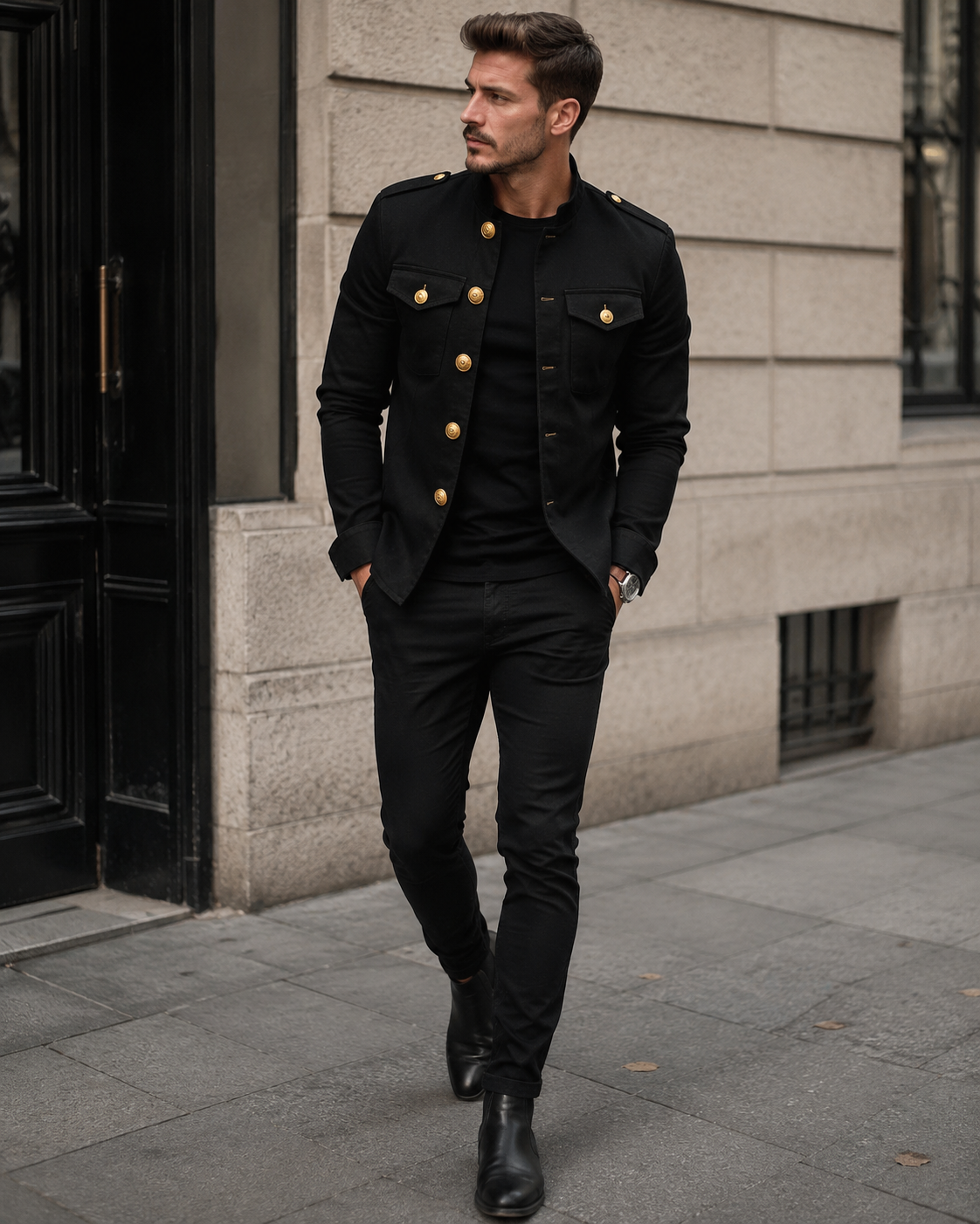 Brennan Veste Boutonnée Homme – Col Montant, Poches Poitrine & Coupe Structurée