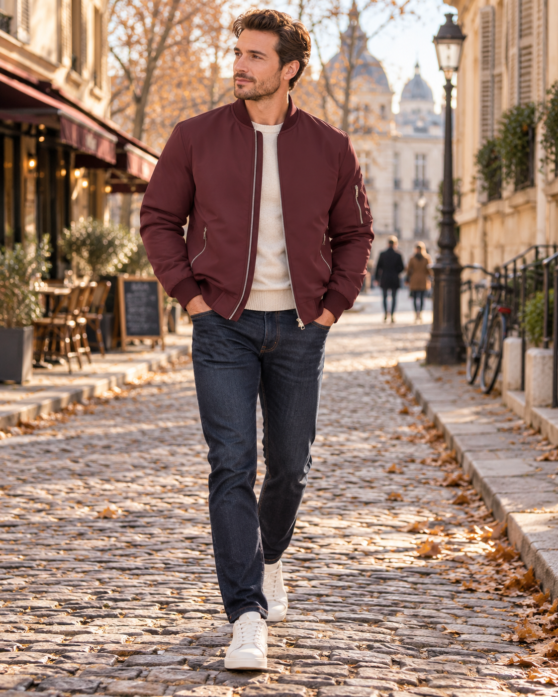 Colin Lightweight Men's Bomber Jacket – Zip-Up Windbreaker, Stand Collar & Multiple Pockets