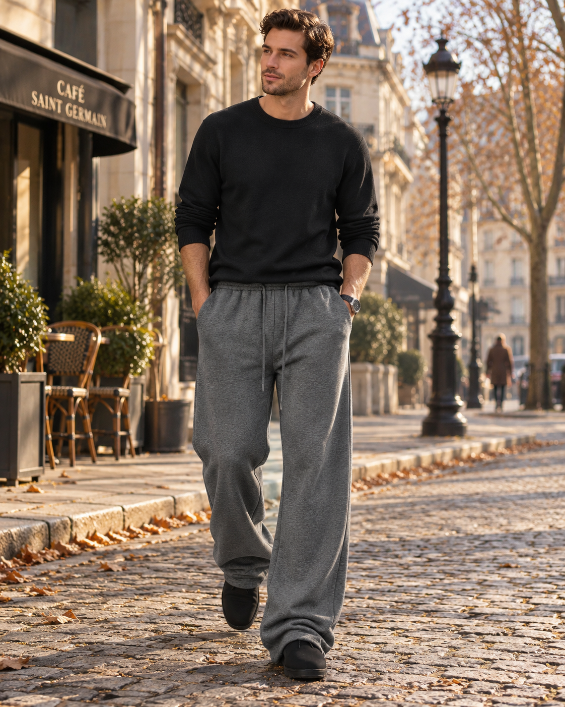 Serio Men's Jogger Trousers – Relaxed Fit, Elastic Waist & Side Pockets